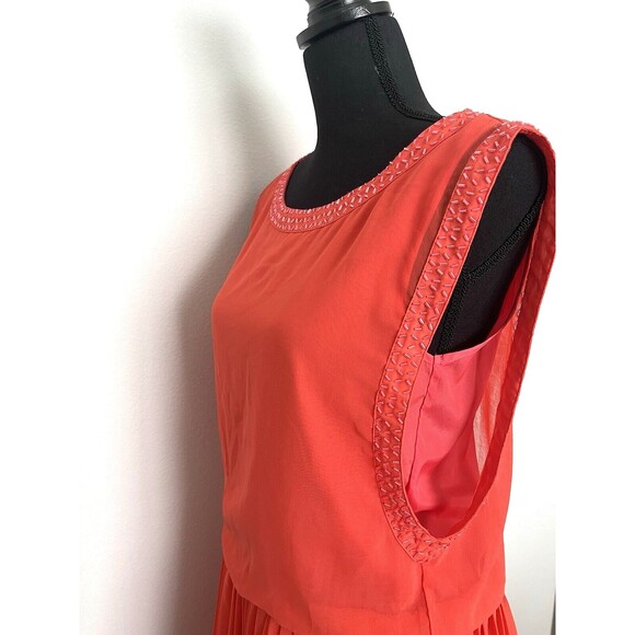 Moon Collection Women's Orange(ish) Flare Pleated Embellished Mini Dress Medium - Picture 4 of 12